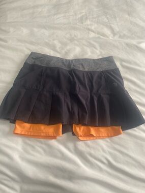 Gray Pleated Athletic Skort with Orange Liner